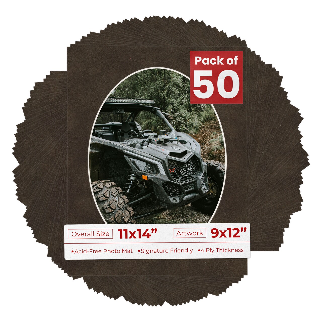 Brown Suede Mat Board for 11x14 Frames - Oval Opening for 9x12 Photos